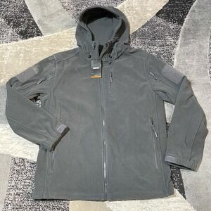 Tacvasen Tactical Fleece Jacket Men Large Gray Hooded Full Zip Military Gorpcore